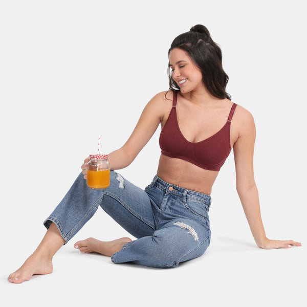 Envie Non-Padded Non-Wired 3/4th Coverage Minimiser Bra - NVB1024 (Plum)