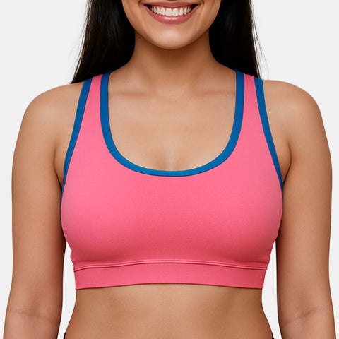 Envie Padded Non-Wired Full Coverage Sports Bra - NVB1050 (Salmon Rose)