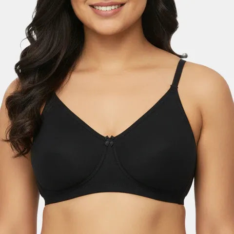 Seamless black minimiser bra Envie 3/4th coverage non wired lightweight smooth finish bra for women