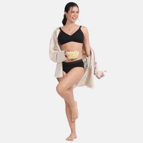 Soft black backless bra Envie cotton spandex non padded comfortable bra for women