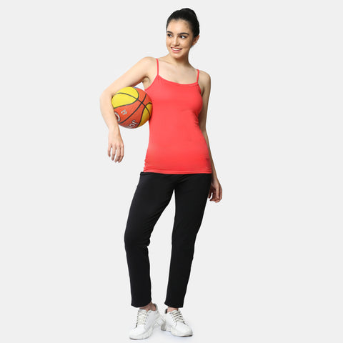 Envie Regular Fit Round Neck Short Length Lace Neckline Camisole - NVC3026 (Red)