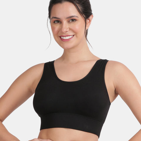 Envie Padded Non-Wired Full Coverage Sports Bra With Removable Padding - NVB1127 (Black)