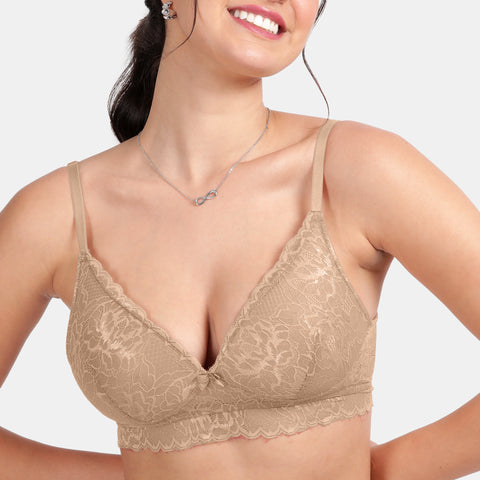 Envie Padded Non-Wired 3/4th Coverage Lace Bra - NVB1131 (Skin)