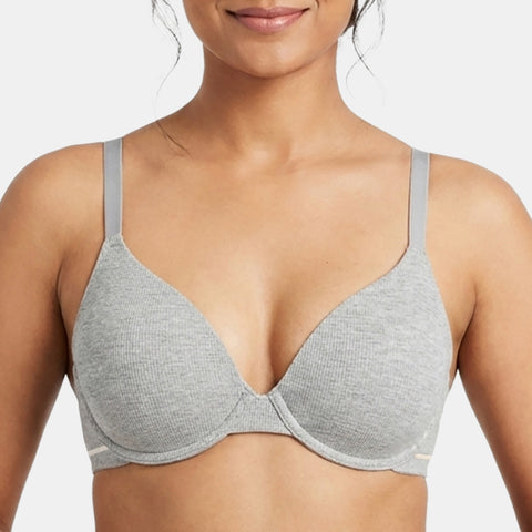 Envie Padded Wired Demi Cup Bra (Pack of 2) - NVBDEMI (Grey Melange - Dark Purple)