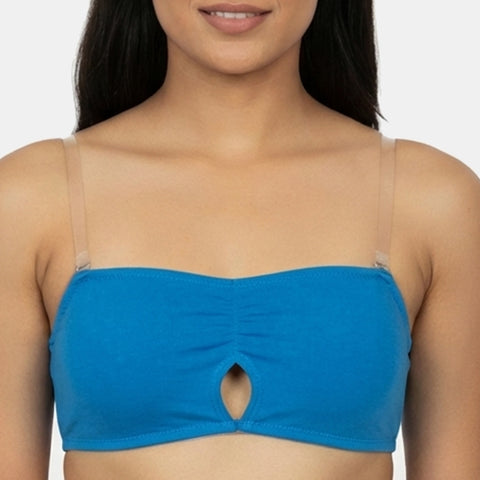 Envie Medium Coverage Bandeau Bra with Transparent Back- NVB1141 (Blue)