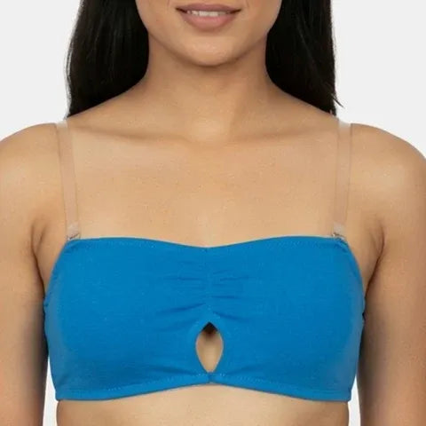 Best blue bandeau bra India Envie NVB1141 non padded non wired medium coverage strapless bra for western wear