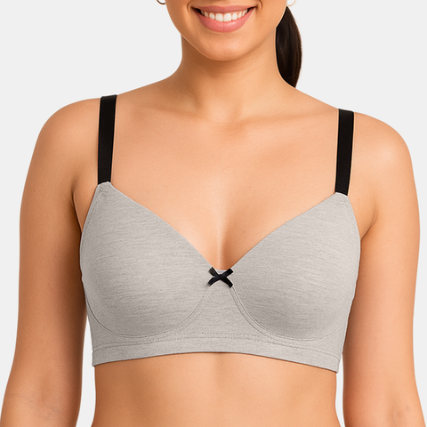 Envie Padded Non Wired Moulded 3/4th Coverage T-shirt Bra - NVB1140 (Grey Melange Black)