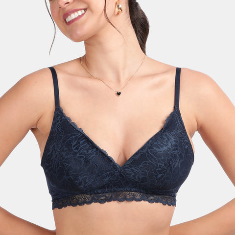 Envie Padded Non-Wired 3/4th Coverage Lace Bra - NVB1131 (Navy)