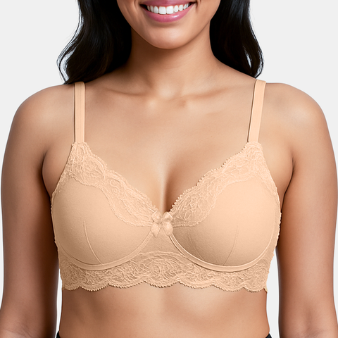 Envie Padded Non-Wired 3/4th Coverage Lace Bra - NVB1151 (Nude)
