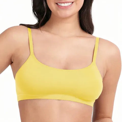 Soft comfortable girls bra yellow Envie full coverage non wired non padded lightweight beginners bra for teens