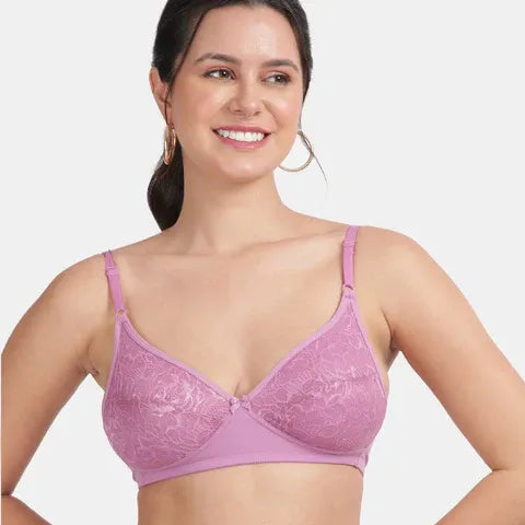 Envie Non-Padded Non-Wired 3/4th Coverage Lace Bra - NVB1133 (Mauve Mist)