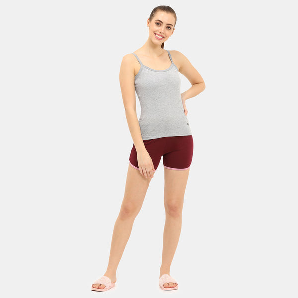Envie Regular Fit Round Neck Short Length Basic Camisole - NVC3021 (Grey Melange)