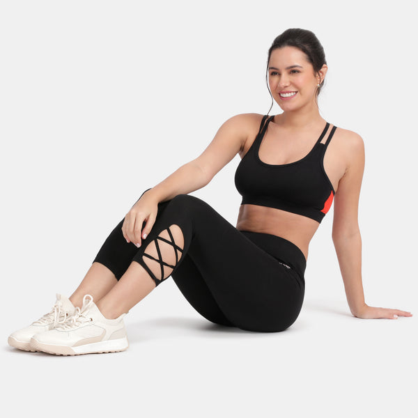 Envie Padded Non-Wired Full Coverage Sports Bra - NVB1068 (Black Fiesta)
