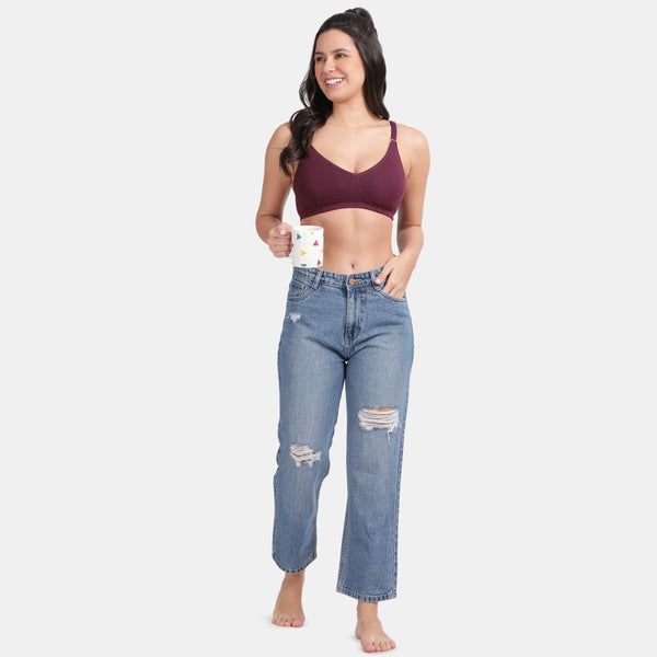 Envie Pack Of 2 Non-Padded Non-Wired 3/4th Coverage Minimiser Bra - NVB1024 (Wine)