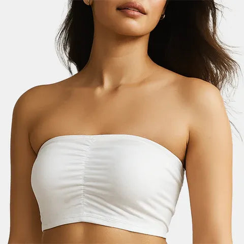 Envie bandeau bra non padded non wired medium coverage NVB1144 white strapless seamless comfort bra for women