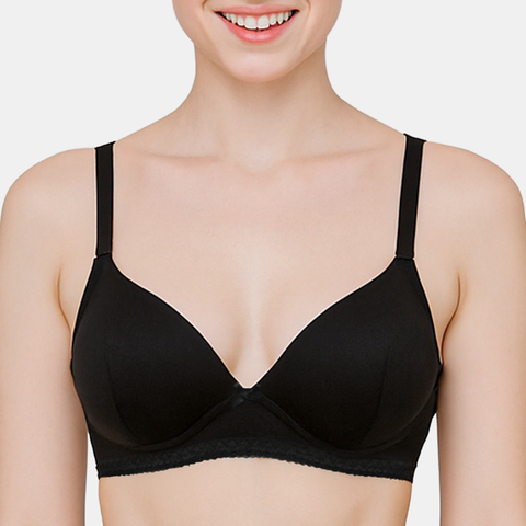 Envie Padded Non Wired Moulded 3/4th Coverage T-shirt Bra - NVB1143 (Black)