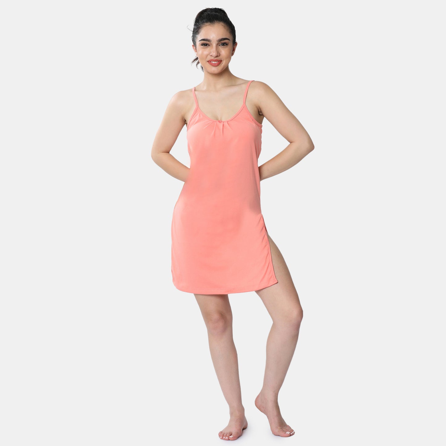 Envie Relaxed Fit Scoop Neck Thigh Length Kurta Slip - NVC3027