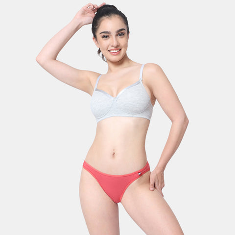 Envie Padded Non-Wired 3/4th Coverage T-Shirt Bra - NVB1007 (Grey Melange)