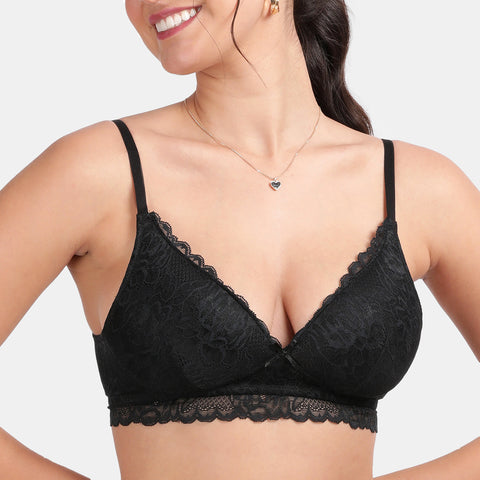 Envie Padded Non-Wired 3/4th Coverage Lace Bra - NVB1131 (Black)