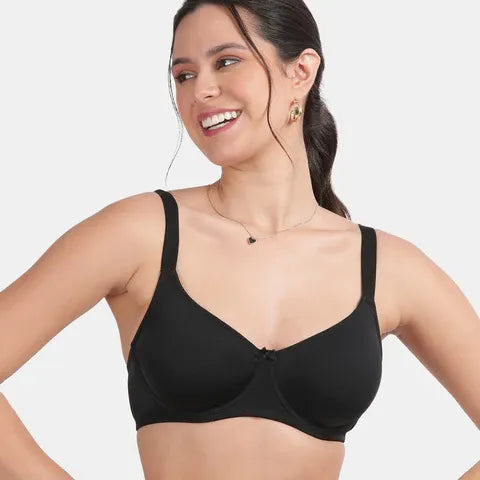 Comfortable black T-shirt bra Envie wired non padded 3/4th coverage everyday bra