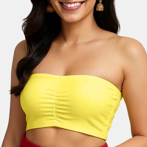 Seamless yellow bandeau bra Envie medium coverage lightweight comfortable bra for tube tops and dresses