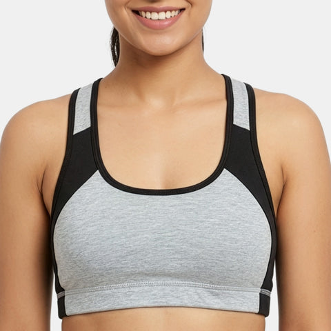 Envie Padded Non-Wired Full Coverage Sports Bra - NVB1051 (Grey Melange)