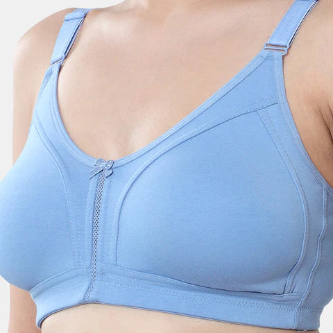 Blue t shirt bra Envie non wired non padded full coverage seamless bra invisible under clothes daily wear