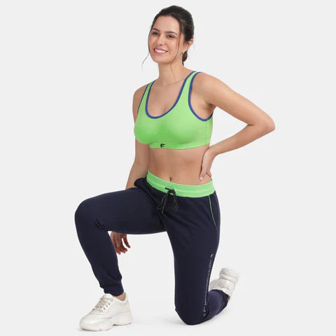 Envie full coverage sports bra green sapphire NVB1055 non wired non padded breathable fabric stretch support activewear bra