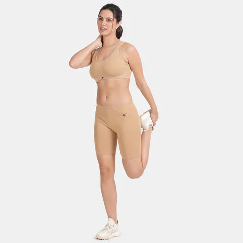 Envie full coverage sports bra skin color NVB1055 non wired non padded breathable fabric stretch support activewear bra