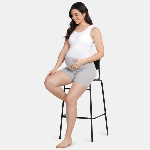Envie Hugged Fit Maternity Lace Shorts - NVS5031 (Grey Melange)