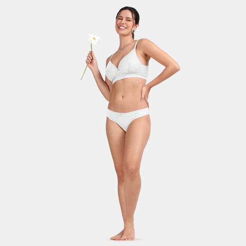 Envie Padded Non-Wired 3/4th Coverage Lace Bra - NVB1131 (White)