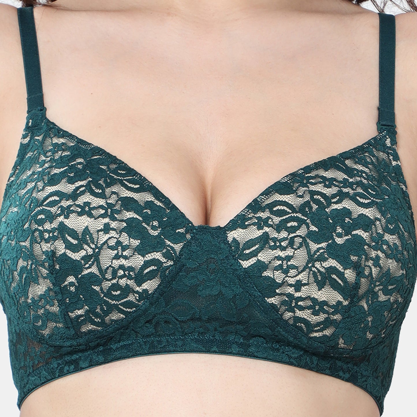 Envie Padded Non-Wired 3/4th Coverage T-Shirt Lace Bra - NVB1118