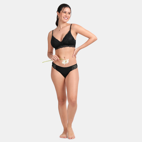 Envie Padded Non-Wired 3/4th Coverage Lace Bra - NVB1131 (Black)