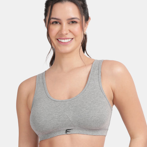Envie Non-Padded Non-Wired Full Coverage Sports Bra - NVB1055 (Grey Melange)