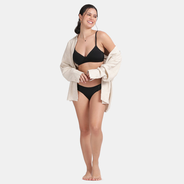Envie Padded Non-Wired 3/4th Coverage T-Shirt Bra - NVB1129 (Black)