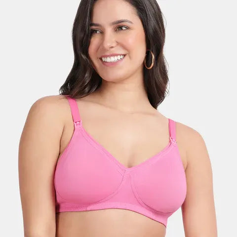 Non padded non wired maternity bra Envie NVB1023 pink 3/4th coverage gentle support pregnancy bra