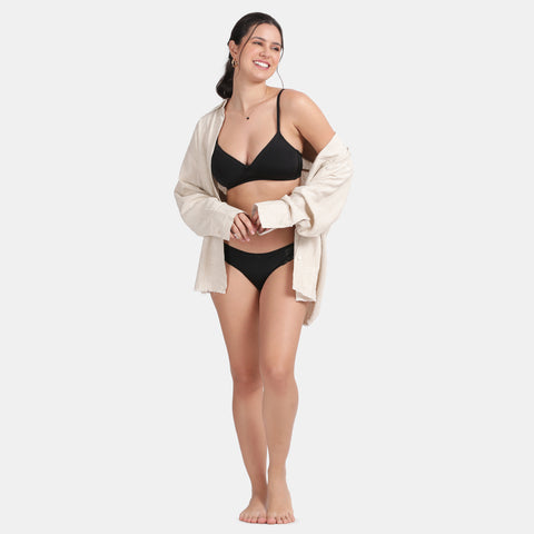 Envie Padded Non-Wired 3/4th Coverage T-Shirt Bra - NVB1128 (Black)