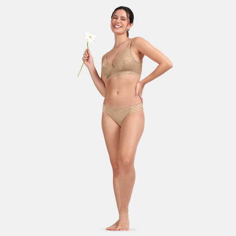 Envie Padded Non-Wired 3/4th Coverage Lace Bra - NVB1131 (Skin)