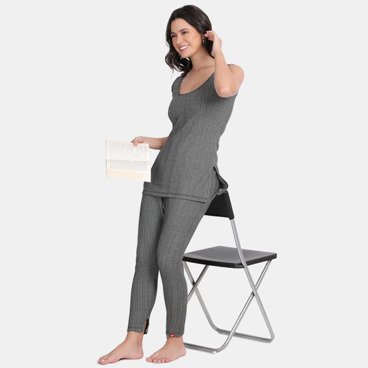 Envie Regular Fit Ankle Length Thermal Pant NVTHTM114 (Anthra Melange)
