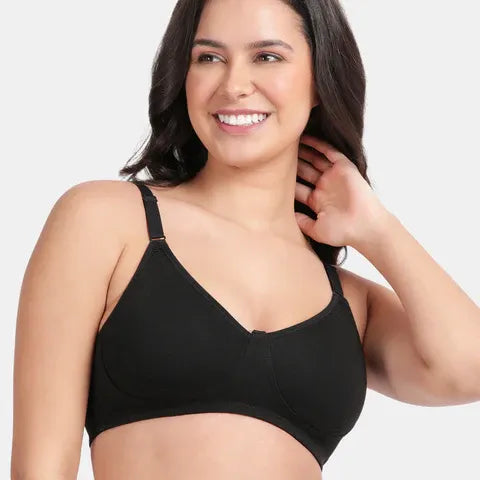 Envie women’s black minimiser bra non padded non wired 3/4th coverage soft cotton bra