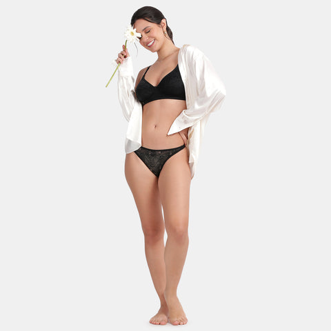 Envie Non-Padded Non-Wired 3/4th Coverage Lace Bra - NVB1133 (Black)