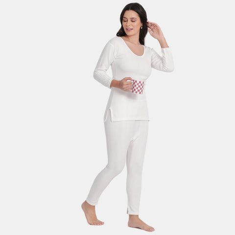 Envie Regular Fit Ankle Length Thermal Pant NVTHTM114 (Off White)