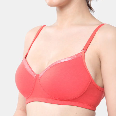Envie Padded Non-Wired 3/4th Coverage T-Shirt Bra - NVB1007 (Coral Red)