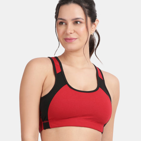 Envie Padded Non-Wired Full Coverage Sports Bra - NVB1051 (Maroon Black)