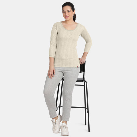 Envie Regular Fit 3/4th Sleeve Thermal Warmer - NVTHTM113 (Grey Melange)