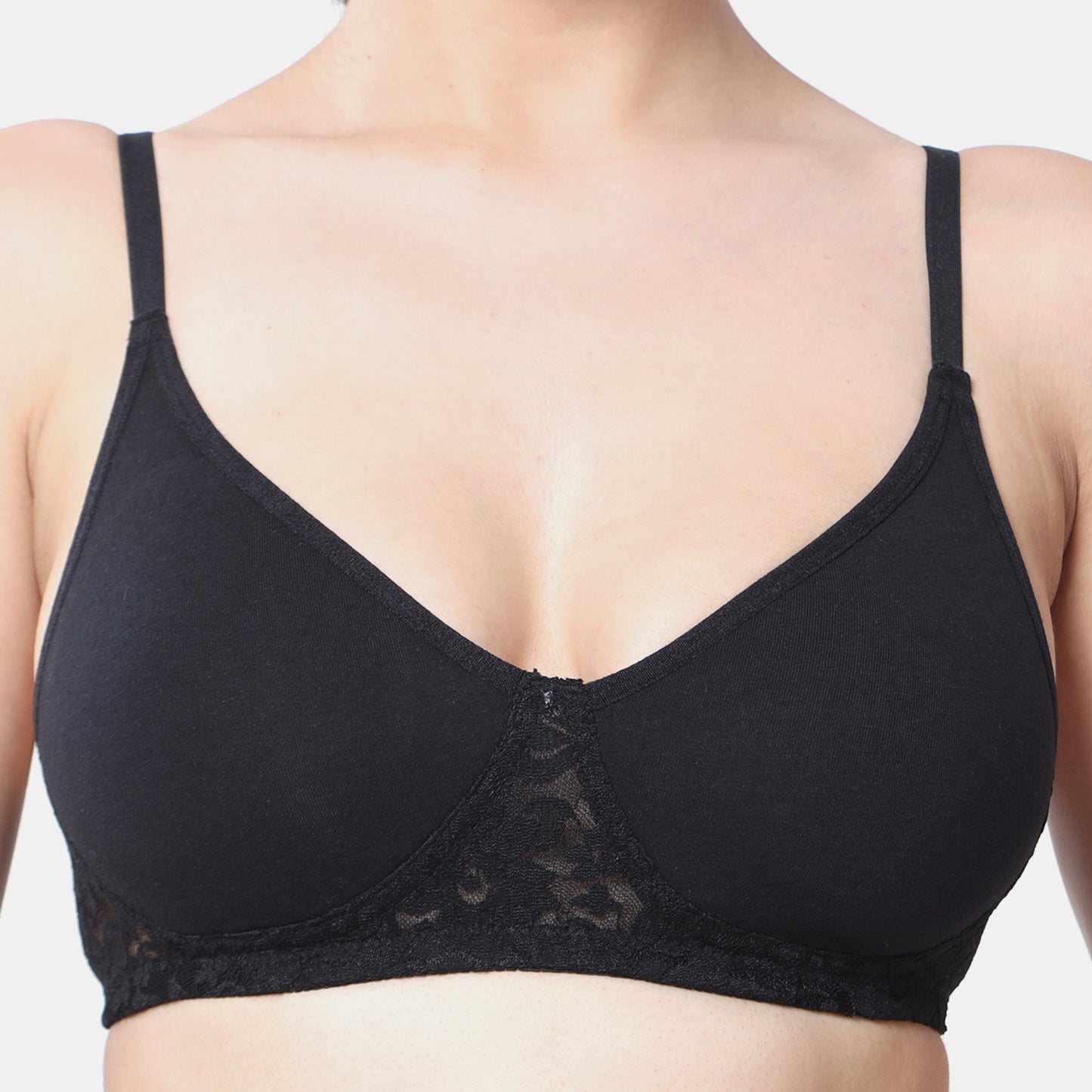 Envie Non-Padded Non-Wired 3/4th Coverage T-Shirt Lace Bra - NVB1090