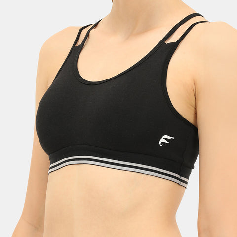 Envie Padded Non-Wired Full Coverage Sports Bra - NVB1069 (Black)