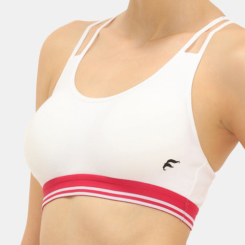 Envie Padded Non-Wired Full Coverage Sports Bra - NVB1069 (White Asso)