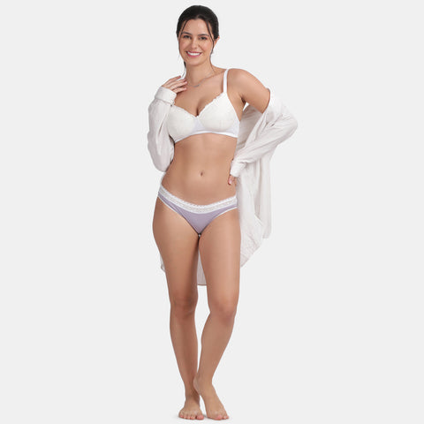 Envie Padded Non-Wired 3/4th Coverage Lace Bra - NVB1130 (White)