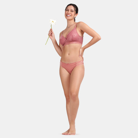 Envie Low Rise Half Rear Coverage Lace Bikini - NVP2060 (Mauve Mist)